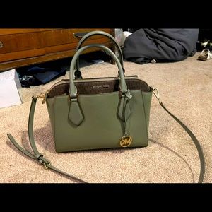 Large Army green Michael Kors satchel